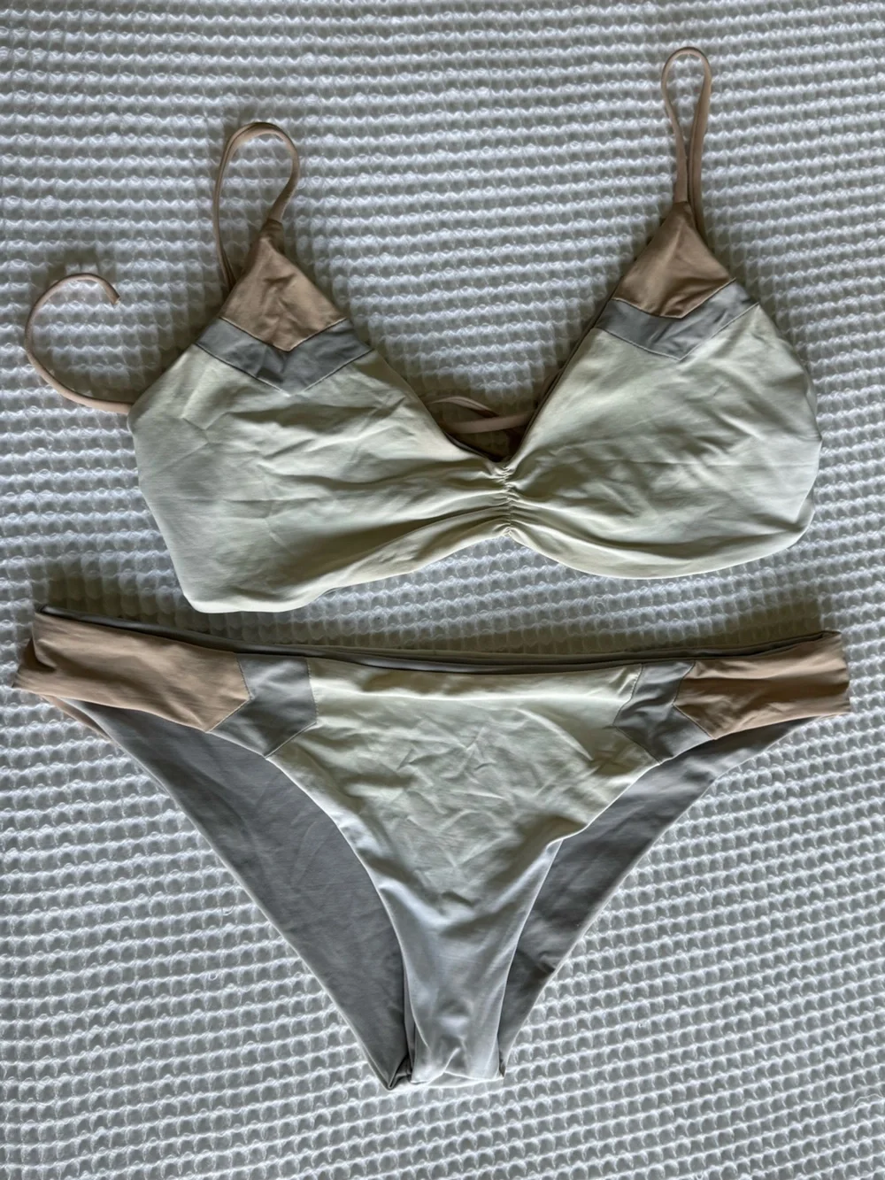 L*Space white grey and tan bikini